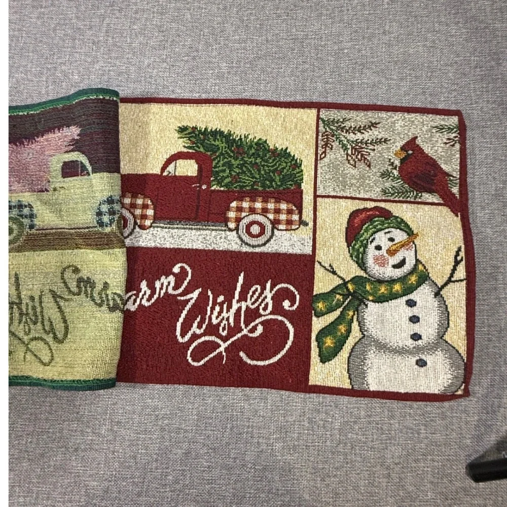 NWT Holiday Style Tapestry Placemat Set 2 Pack Red Christmas Truck Snowman
